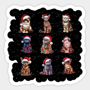 Cats Christmas Lights Decoration Funny Kitten Xmas  Sticker